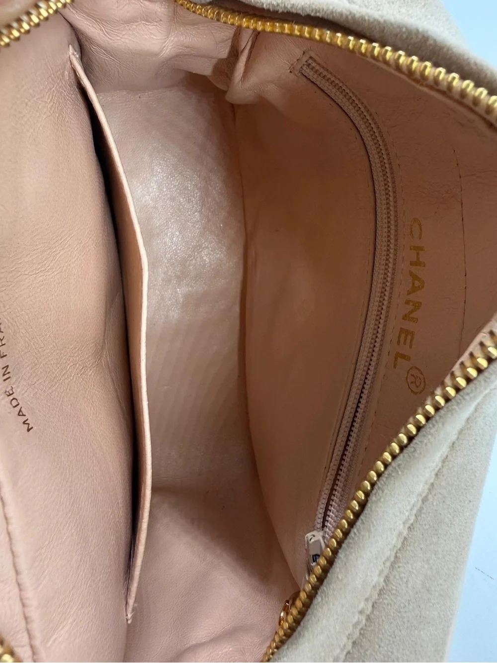CHANEL Quilted Tassel CC Camera Bag Case In Pink Suede